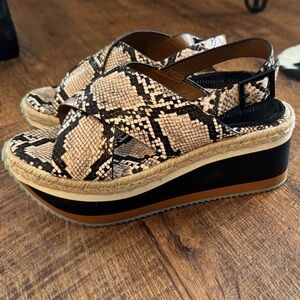 Enzo Angiolini Snake Print Platform Sandals